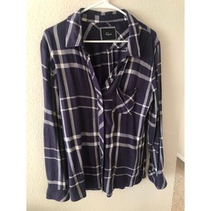 Rails button down navy flannel L